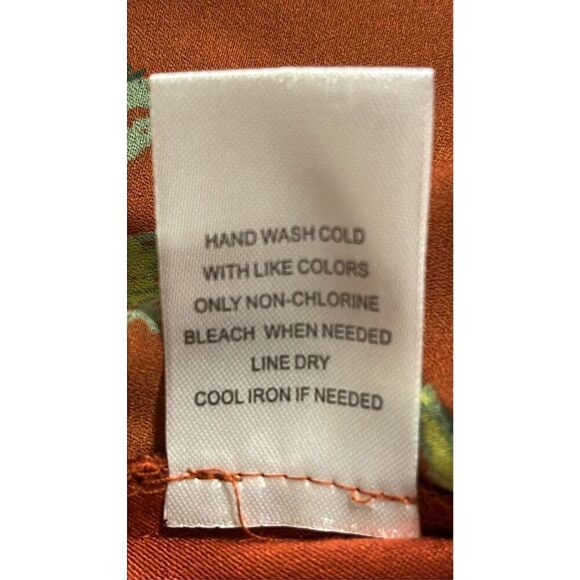 Daniel Rainn Women's PS Orange Tropical Print Embroidered Sleeveless Blouse - Picture 9 of 10